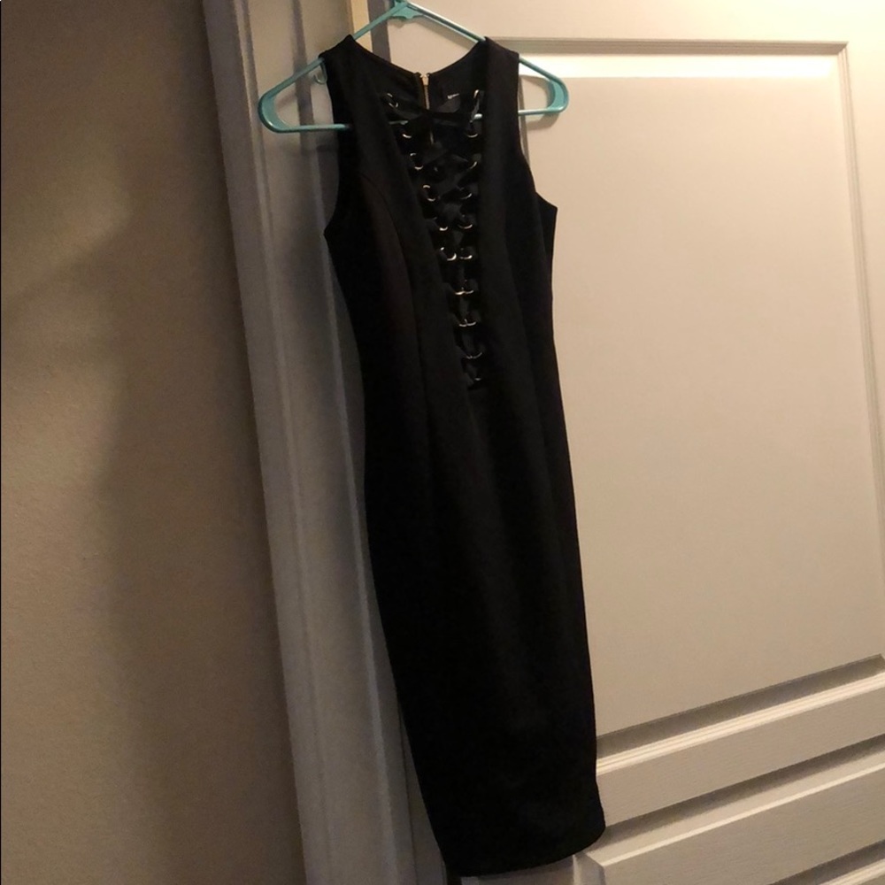Black tie front sexy cocktail dress